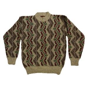 Vintage OAKTON Limited Sweater Men’s M Pullover Zigzag 80s-90s Biggie Tribal